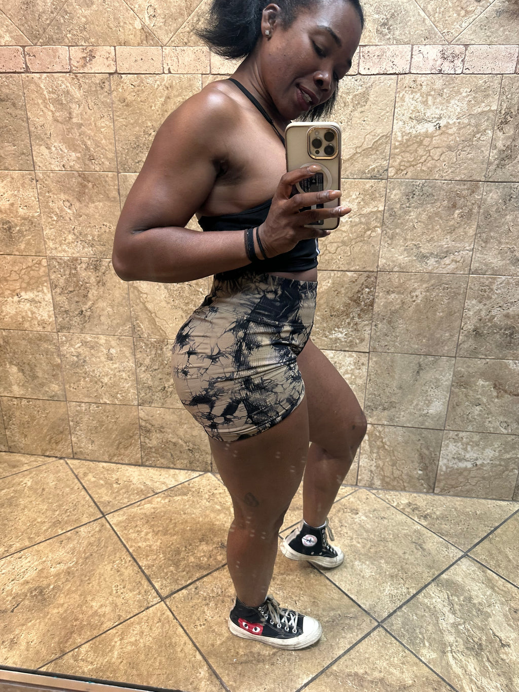 High Waist Scrunch Butted Tye Dye Shorts