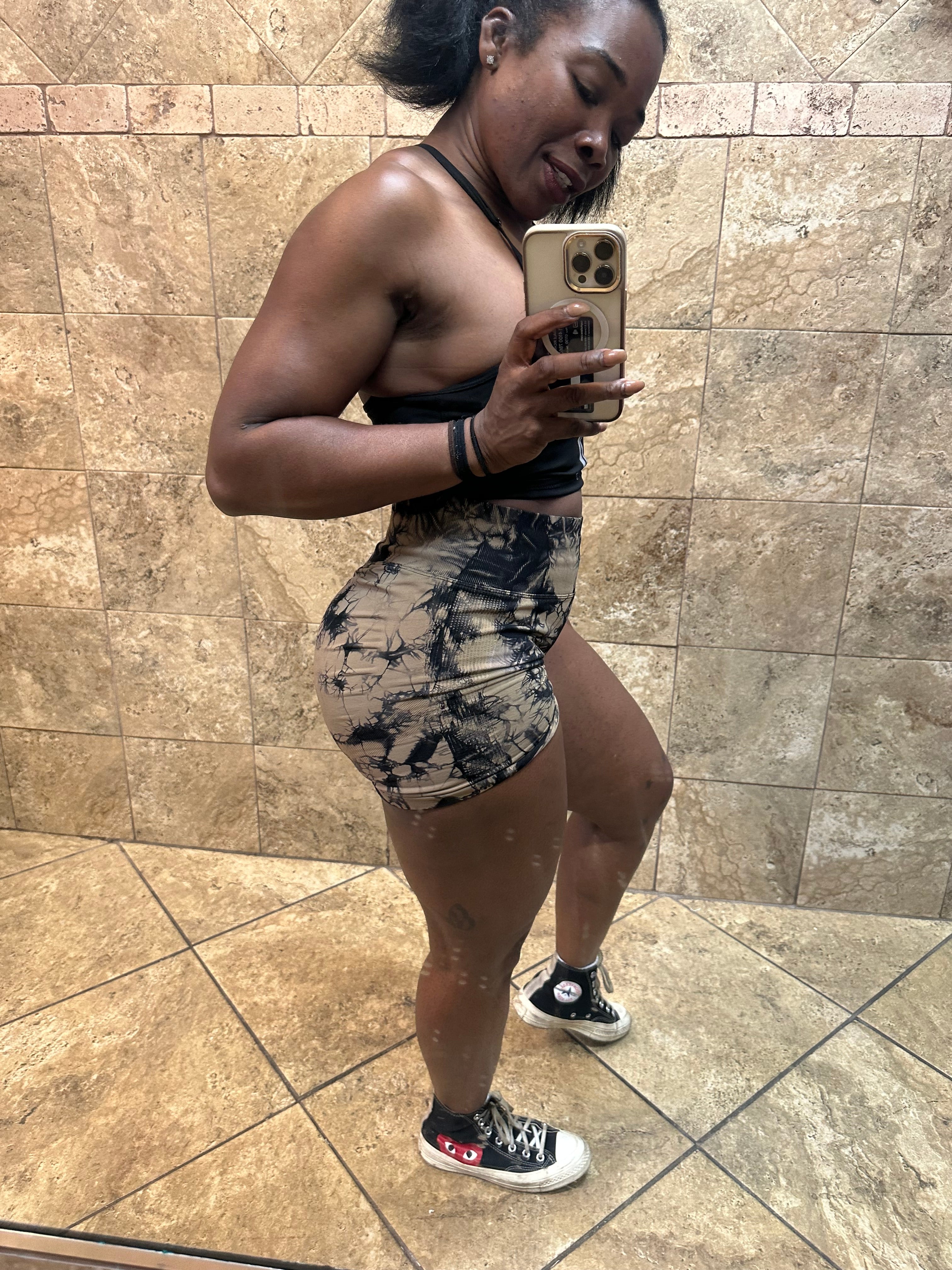 High Waist Scrunch Butted Tye Dye Shorts