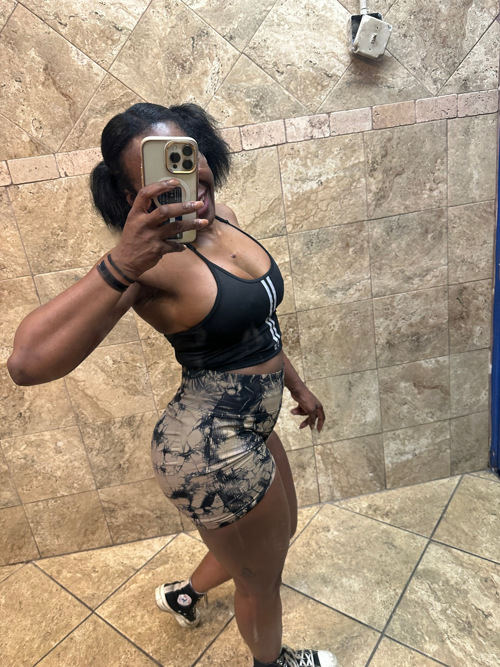 High Waist Scrunch Butted Tye Dye Shorts