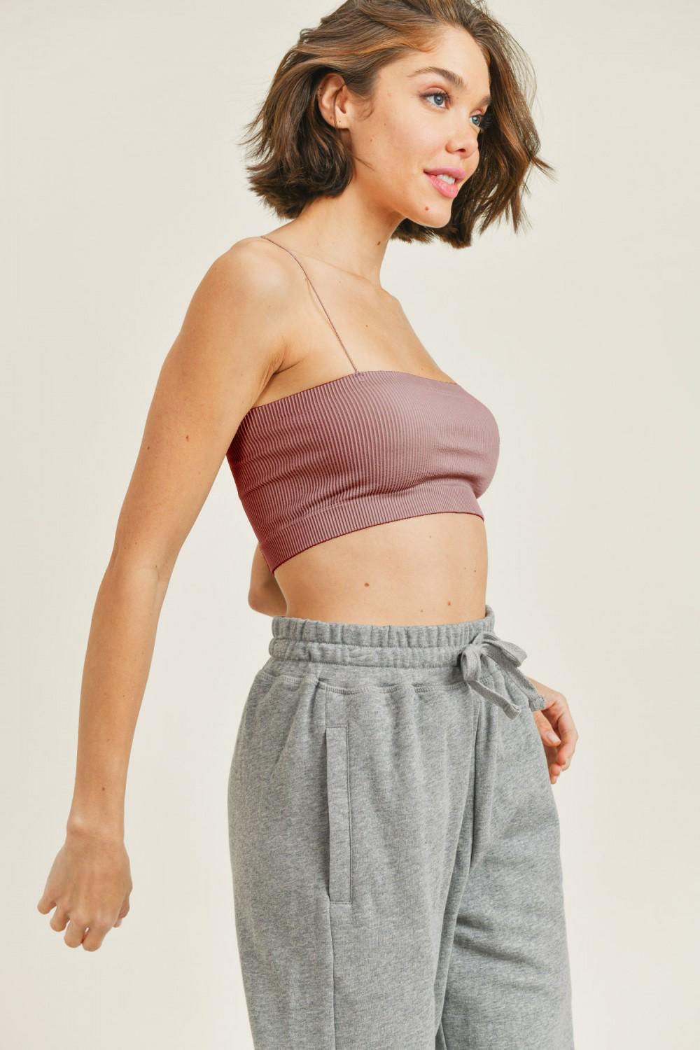 Micro Strap Ribbed Tube Top