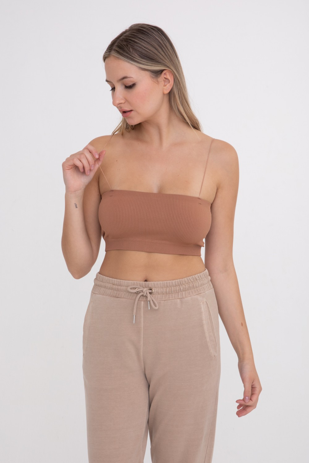 Micro Strap Ribbed Tube Top