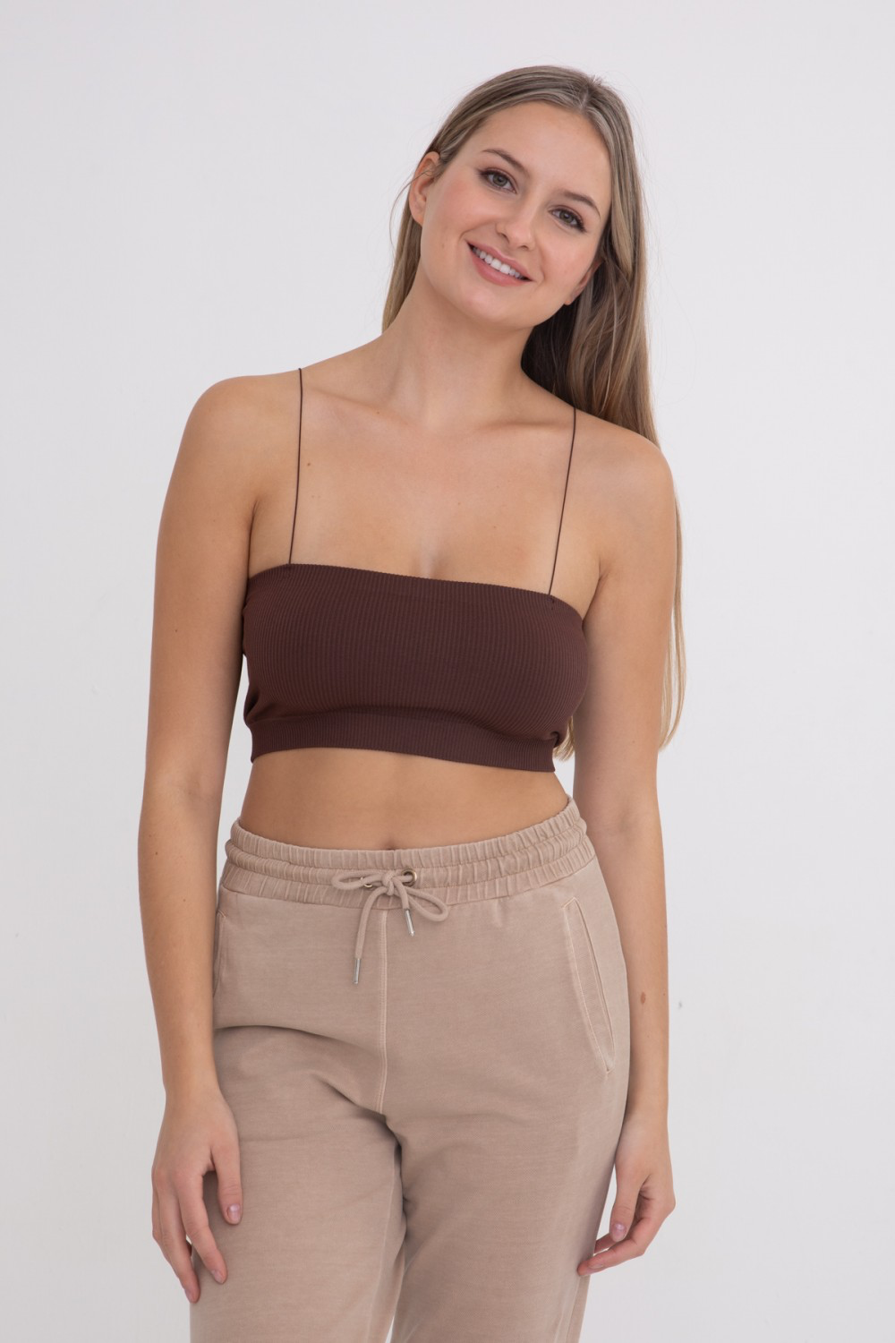 Micro Strap Ribbed Tube Top