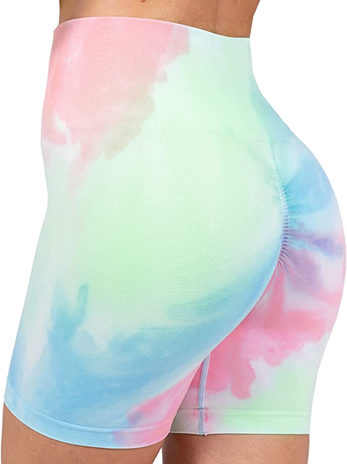 High Waist Scrunch Butted Tye Dye Shorts