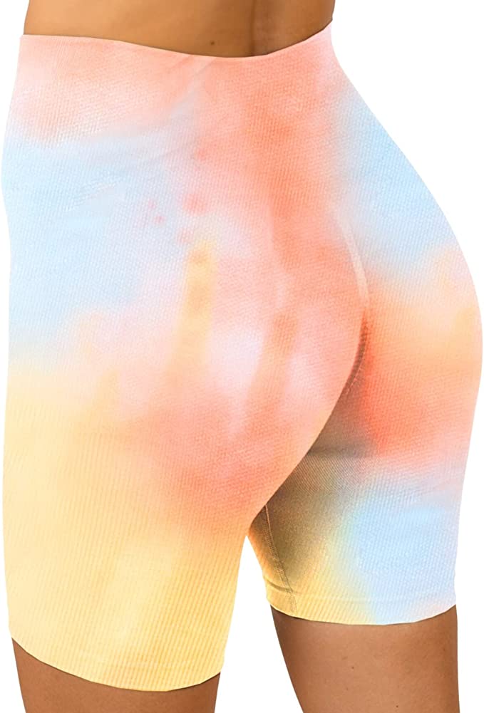 High Waist Scrunch Butted Tye Dye Shorts