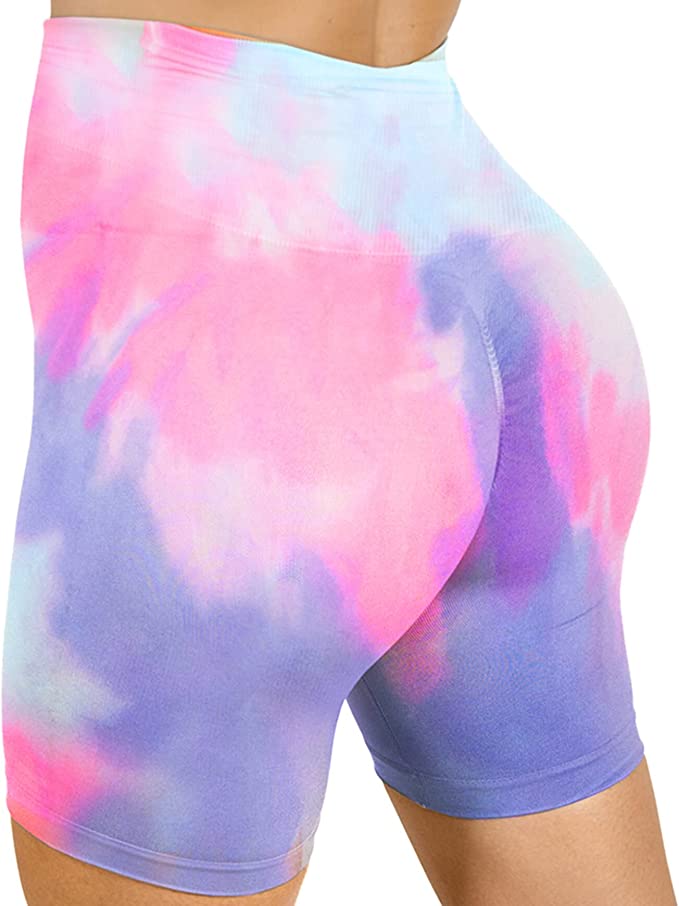 High Waist Scrunch Butted Tye Dye Shorts