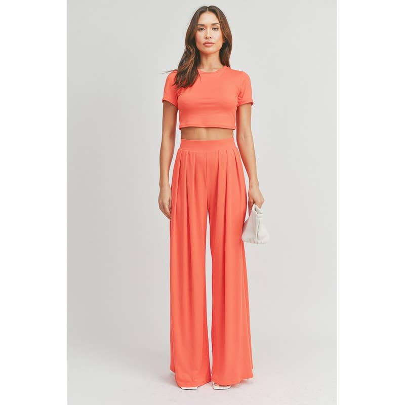 Wide Leg Palazzo Pants Set
