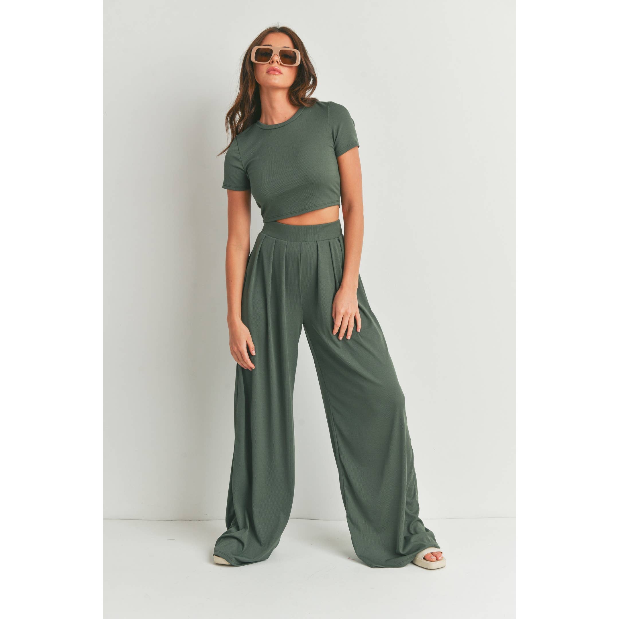 Wide Leg Palazzo Pants Set