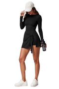 Long Sleeve Dress Skorts with Bow Tie