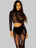 Tough Rose Mock Neck Two-Piece Lingerie Set