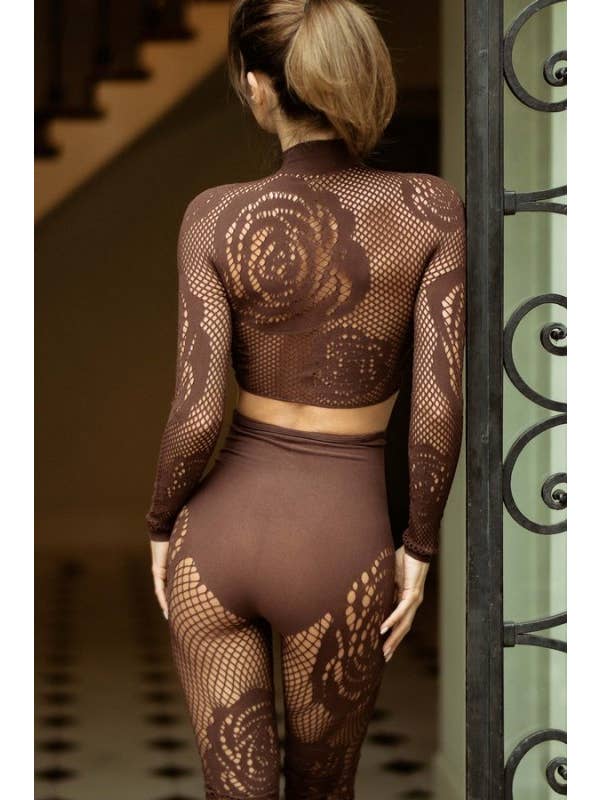 Tough Rose Mock Neck Two-Piece Lingerie Set