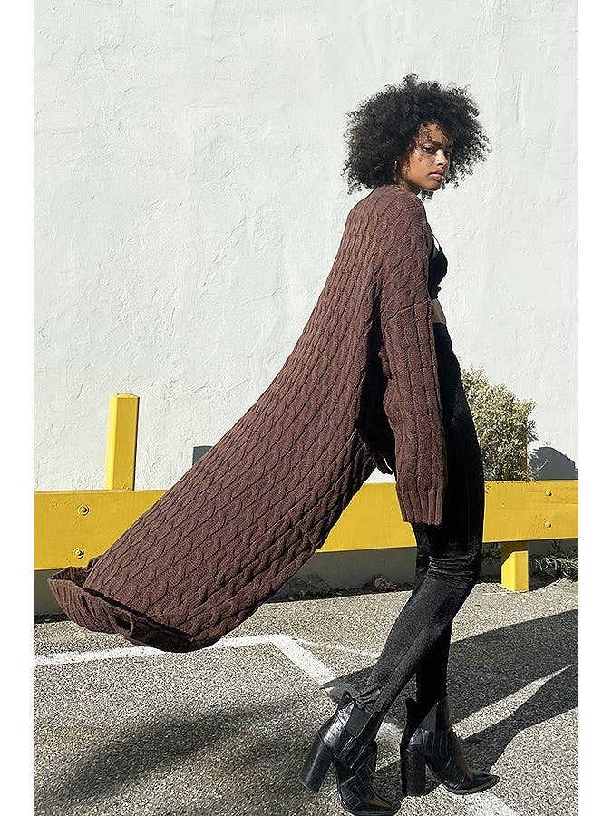 Oversized Maxi Cable Knitted Sweater Cardigan
