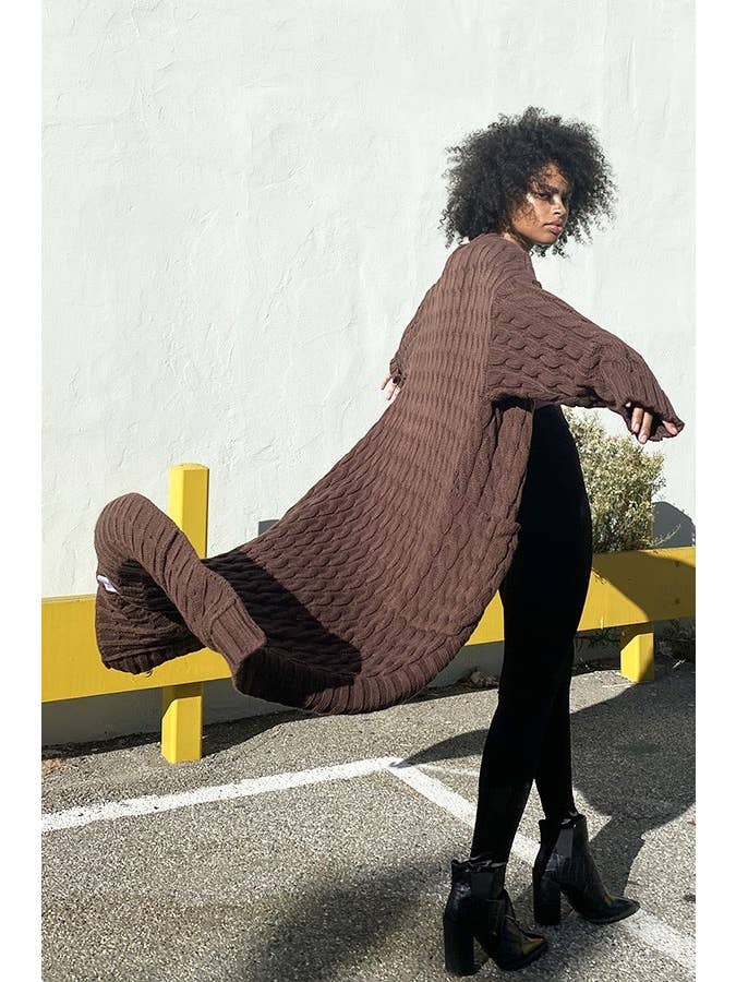 Oversized Maxi Cable Knitted Sweater Cardigan