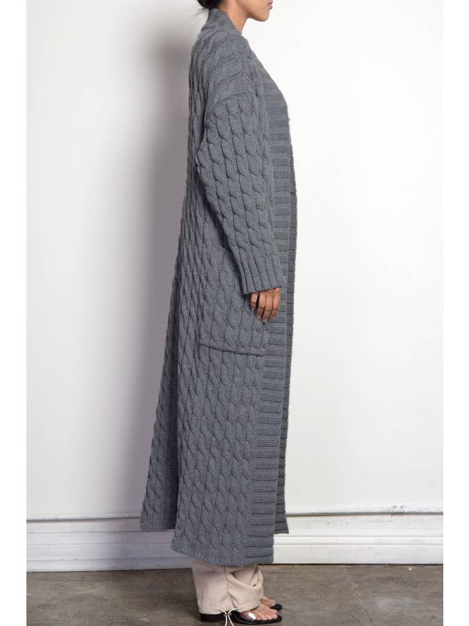 Oversized Maxi Cable Knitted Sweater Cardigan