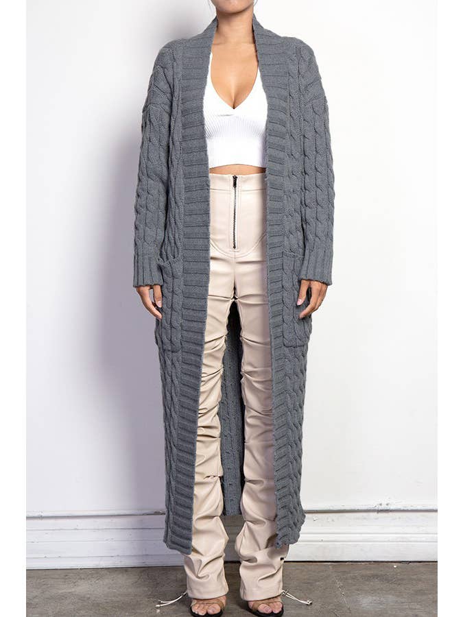 Oversized Maxi Cable Knitted Sweater Cardigan