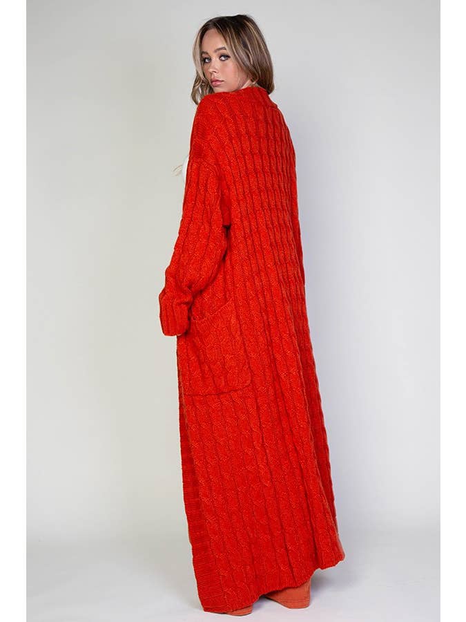 Oversized Maxi Cable Knitted Sweater Cardigan