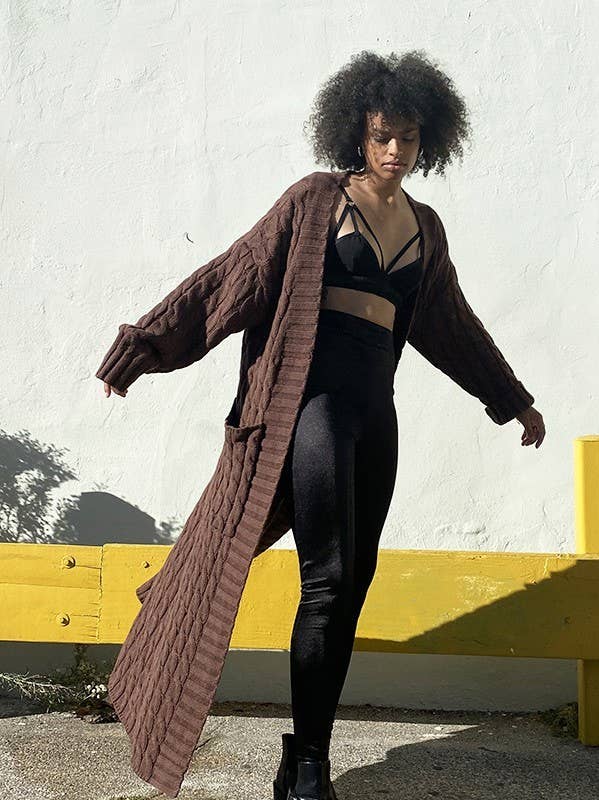 Oversized Maxi Cable Knitted Sweater Cardigan