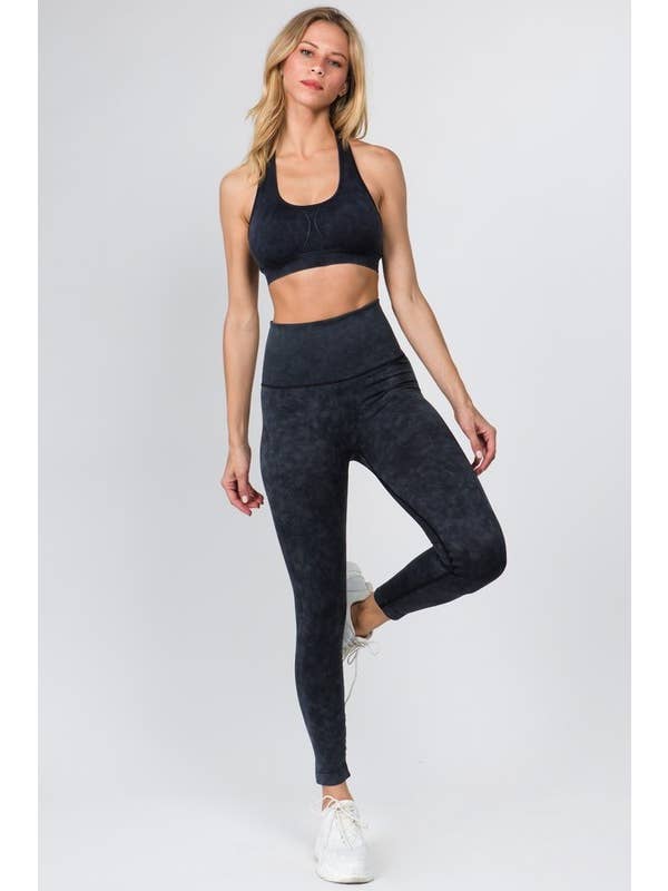 Racerback Vintage Wash Activewear Sports Bra