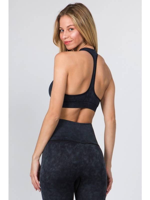 Racerback Vintage Wash Activewear Sports Bra