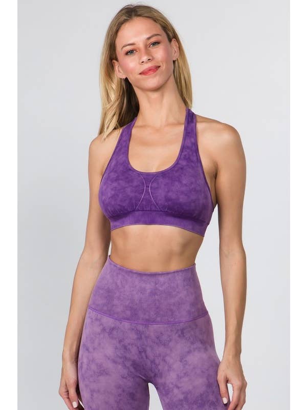Racerback Vintage Wash Activewear Sports Bra