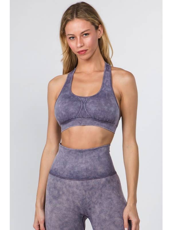 Racerback Vintage Wash Activewear Sports Bra