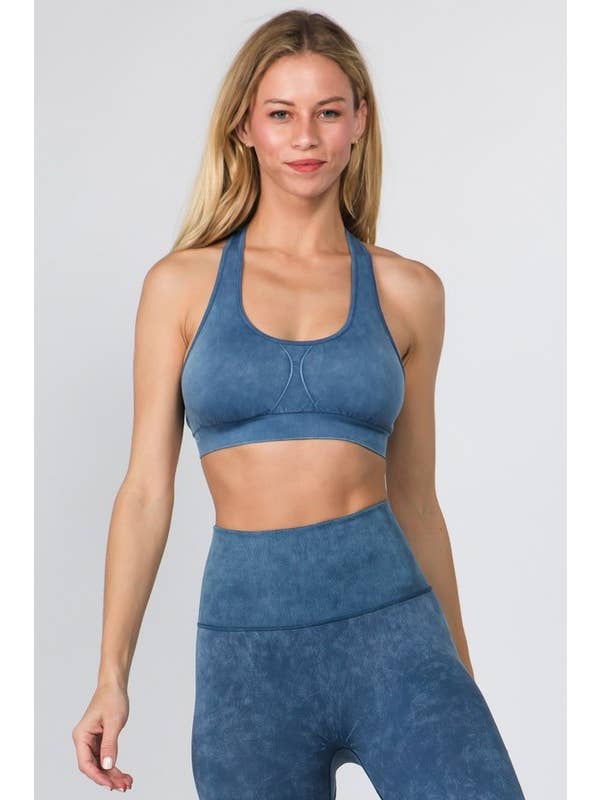 Racerback Vintage Wash Activewear Sports Bra