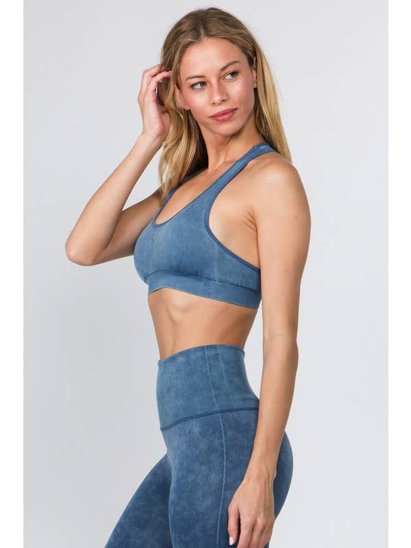 Racerback Vintage Wash Activewear Sports Bra