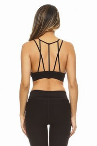 Multi Strap Activewear Sports Bra W/front Mesh