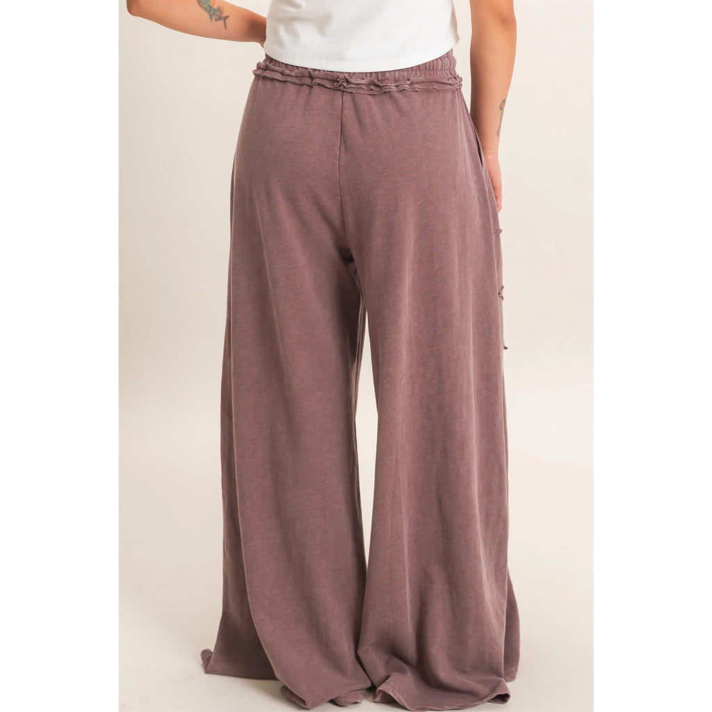 Mineral Wash Star Patch and Print Wide Leg Joggers
